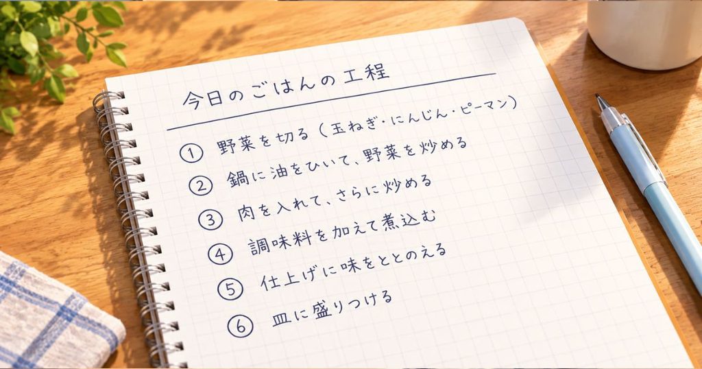 ノートに工程を書き出したメモ